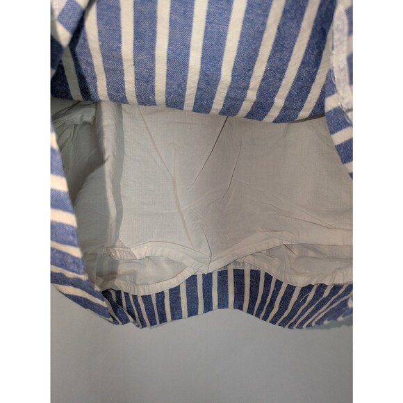 J. Crew Skirt 2 Women's Blue White Striped Linen Cotton Sidewalk Mini Pockets - Picture 3 of 6